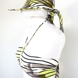 H Halter Cap Set Multi Color Silk Shawl 52" Scarf
